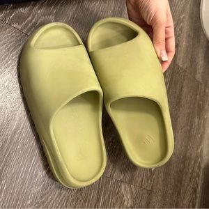 Green Yeezy slides